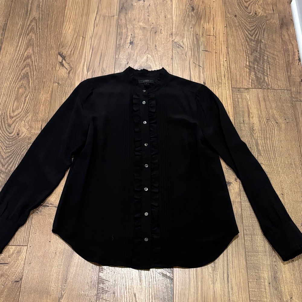 J.Crew Silk Ruffled Button-Up Blouse - Picture 2 of 7